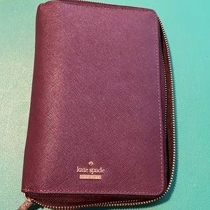 Kate Spade Burgundy Leather Planner Agenda Address Book Notebook ID Wallet 5 x 7